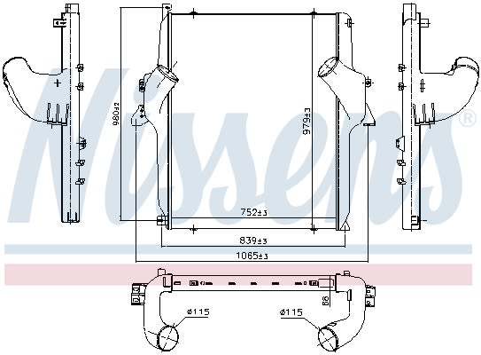 Enfriador de aire de carga (intercooler) NISSENS 97068 para Mercedes-Benz Actros
