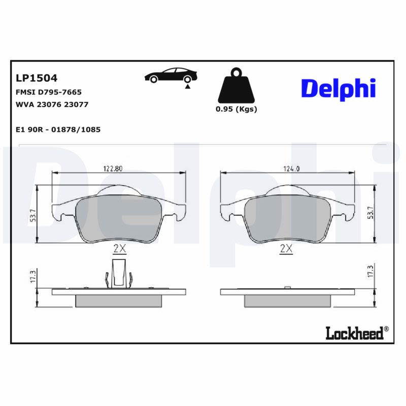 Pastillas de freno de disco DELPHI LP1504 para Volvo S60 I