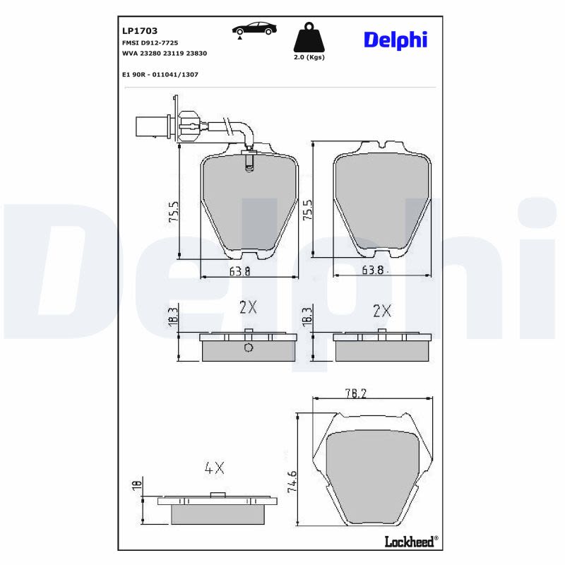 Pastillas de freno de disco DELPHI LP1703 para Audi A4 B5