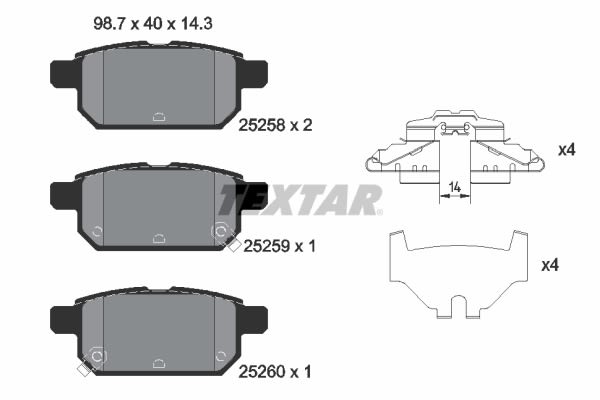Pastillas de freno de disco TEXTAR 2525801 para Toyota Yaris