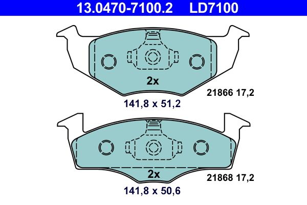 Pastillas de freno de disco ATE 13.0470-7100.2 para Volkswagen Polo