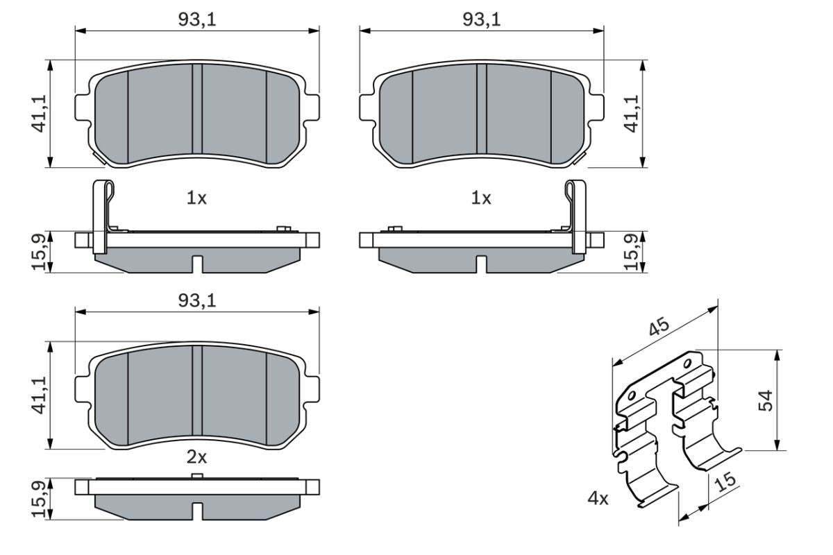 Pastillas de freno de disco BOSCH 0 986 494 627 para Hyundai Accent III