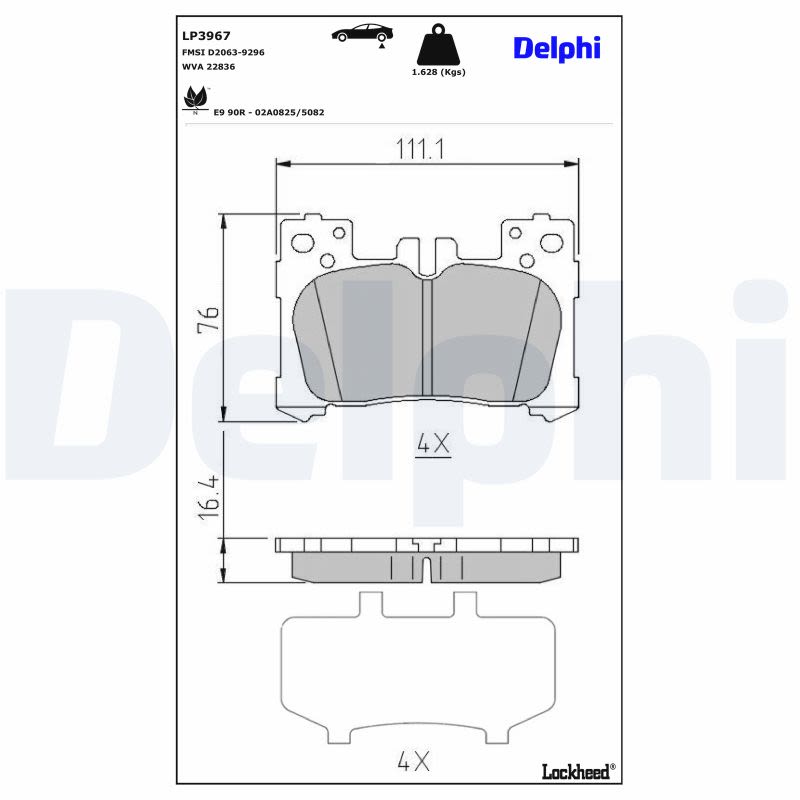 Pastillas de freno de disco DELPHI LP3967 para Lexus LS 3.5/3.5H/5.0