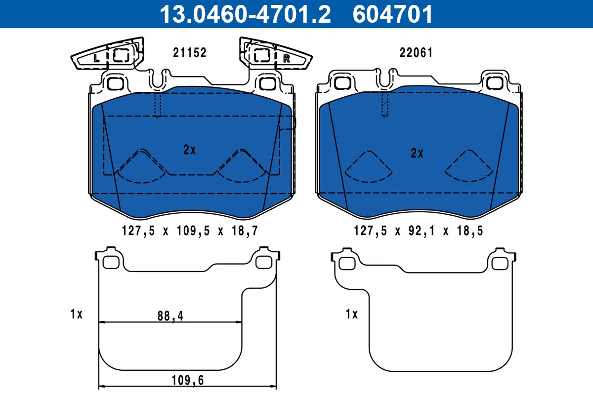 Pastillas de freno de disco ATE 13.0460-4701.2 para Mercedes-Benz GLC (C253) 2016-2023