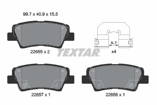 Pastillas de freno de disco TEXTAR 2265501 para Hyundai Accent IV