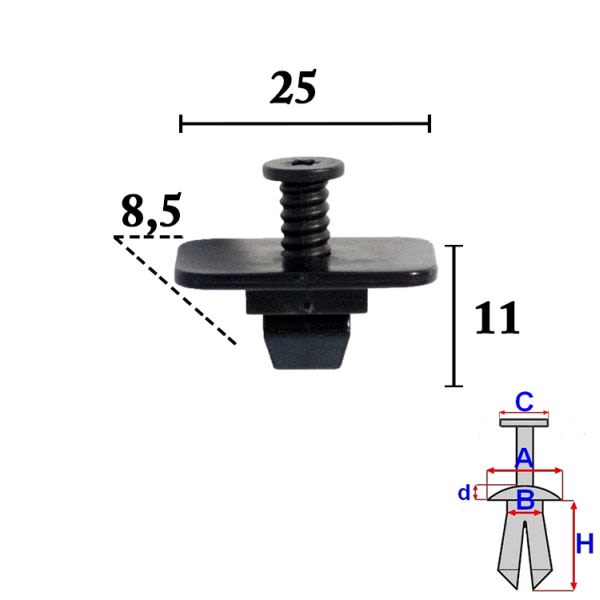 Pin de tapicería ROMIX ROM C70541 para Volkswagen Golf VII