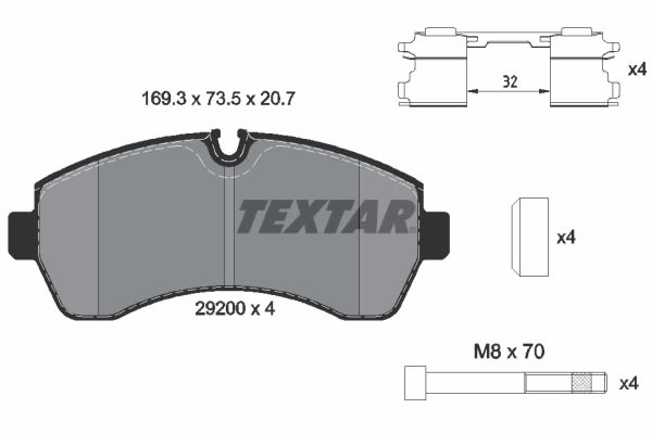 Pastillas de freno de disco TEXTAR 2920002 para Mercedes-Benz Sprinter 3,5-T (B906) 2006-2020