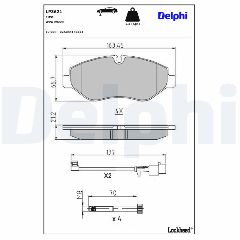 Pastillas de freno de disco DELPHI LP3621 para Iveco Daily V