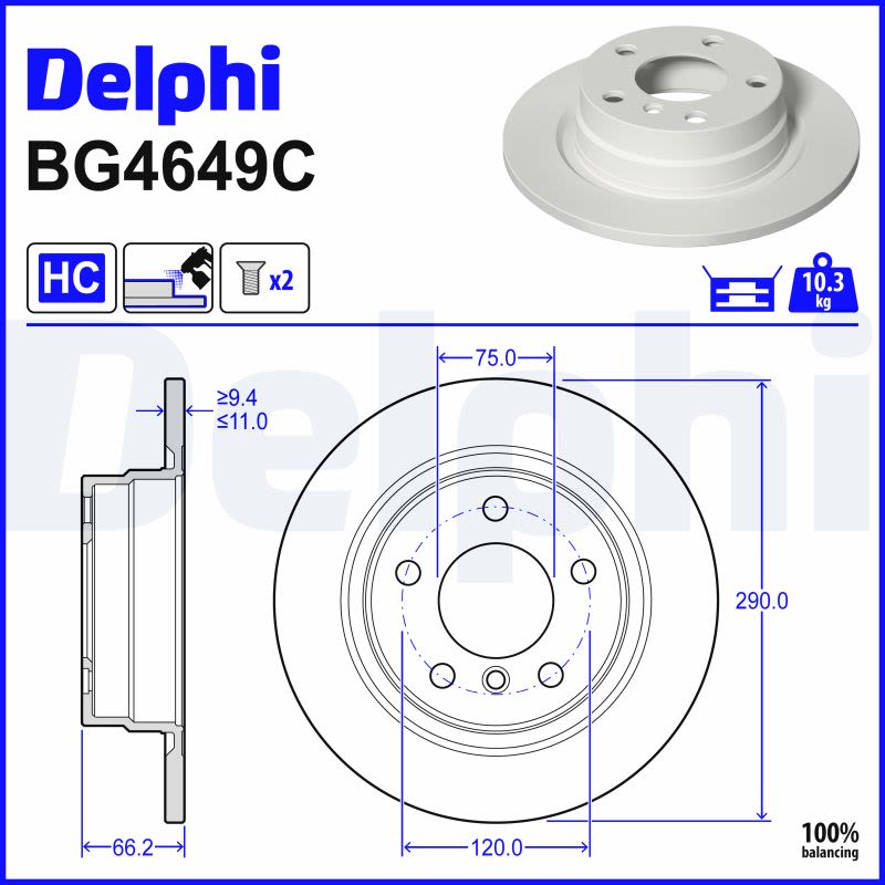 Disco de freno DELPHI BG4649C