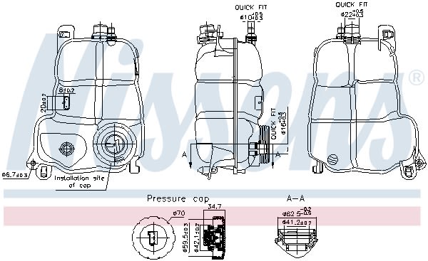 Estanque de expansión de refrigerante NISSENS 996228 para Mercedes-Benz Clase A (V177) 2018-