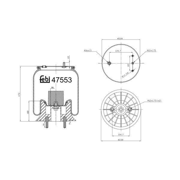 Fuelle, suspensión neumática FEBI 47553 para DAF LF
