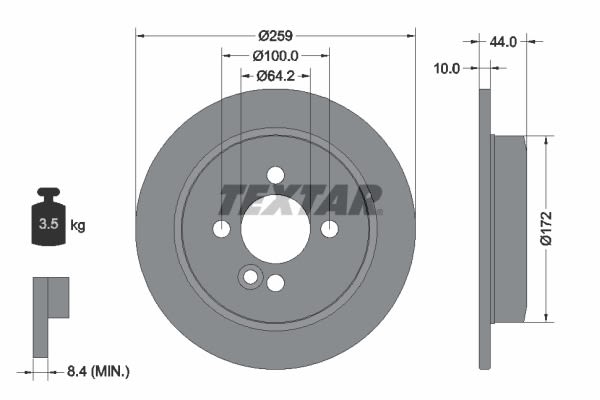 Disco de freno TEXTAR 92175003 para Mini Clubman (R55) 2007-2014