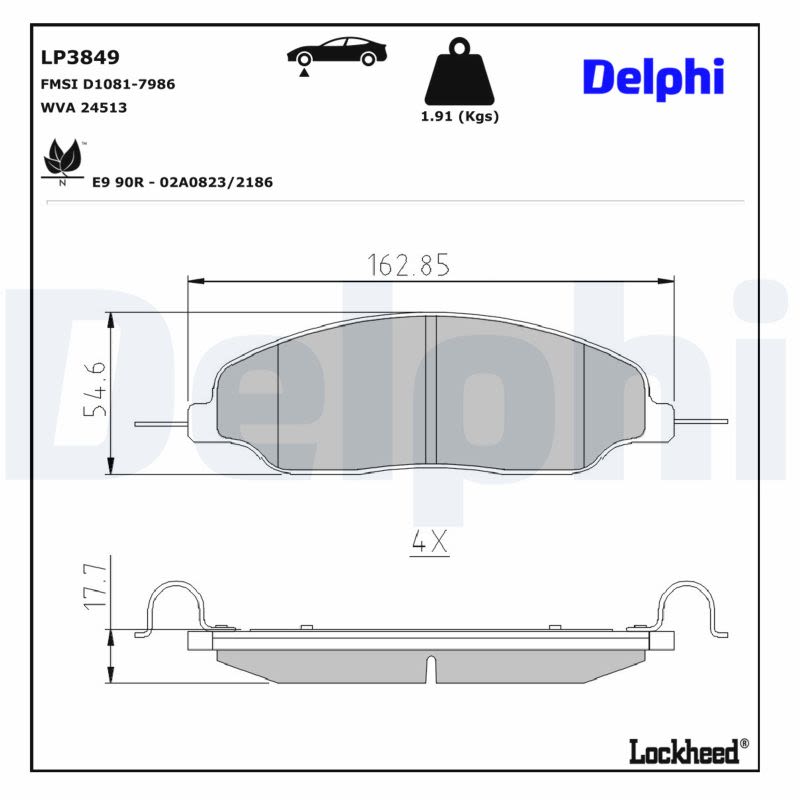 Pastillas de freno de disco DELPHI LP3849 para Ford USA Mustang