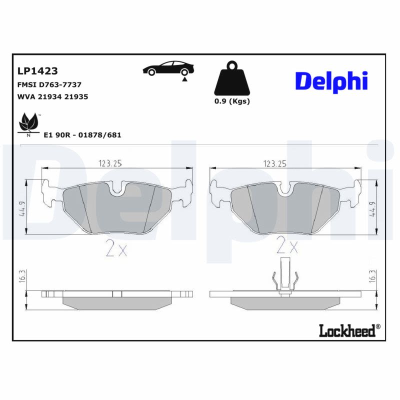 Pastillas de freno de disco DELPHI LP1423 para BMW Serie 3 (E36) 1990-2000