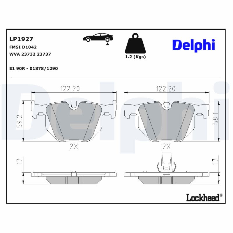 Pastillas de freno de disco DELPHI LP1927 para BMW Serie 3 (E90) 2004-2011