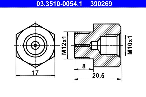 Adaptador de cañería de freno ATE 03.3510-0054.1