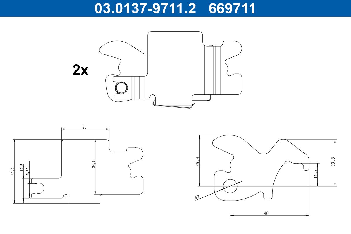 Kit de accesorios de balatas de freno de estacionamiento ATE 03.0137-9711.2 para Volkswagen Crafte