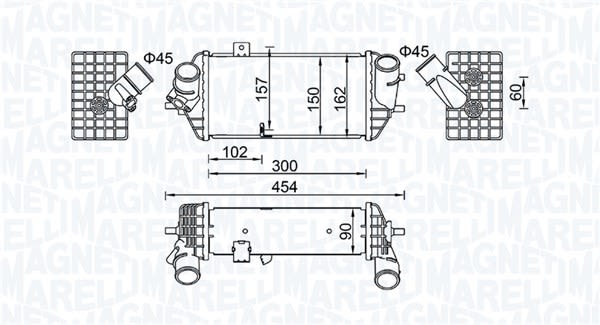 Enfriador de aire de carga (intercooler) MAGNETI MARELLI 351319205690 para KIA RIO III