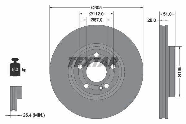Disco de freno TEXTAR 92323405 para Mercedes-Benz Clase A (V177) 2018-