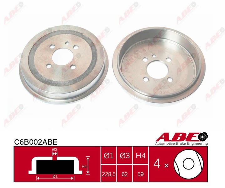 Tambor de freno ABE C6B002ABE para BMW Serie 3 (E30) 1982-1994