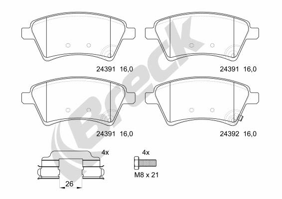 Pastillas de freno de disco BRECK 24391 00 701 00 para Suzuki SX4
