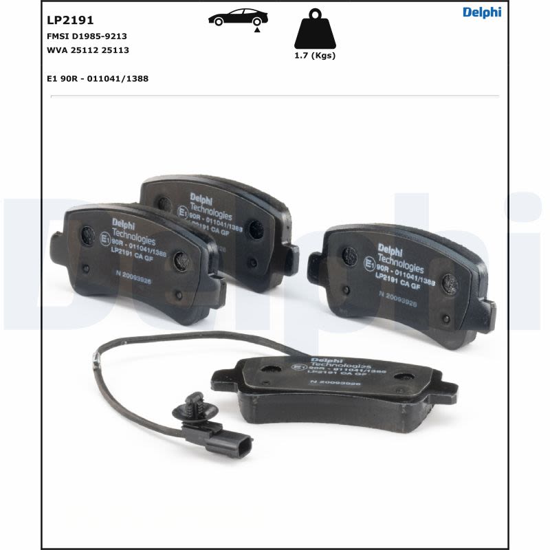 Pastillas de freno de disco DELPHI LP2191 para Nissan NV400