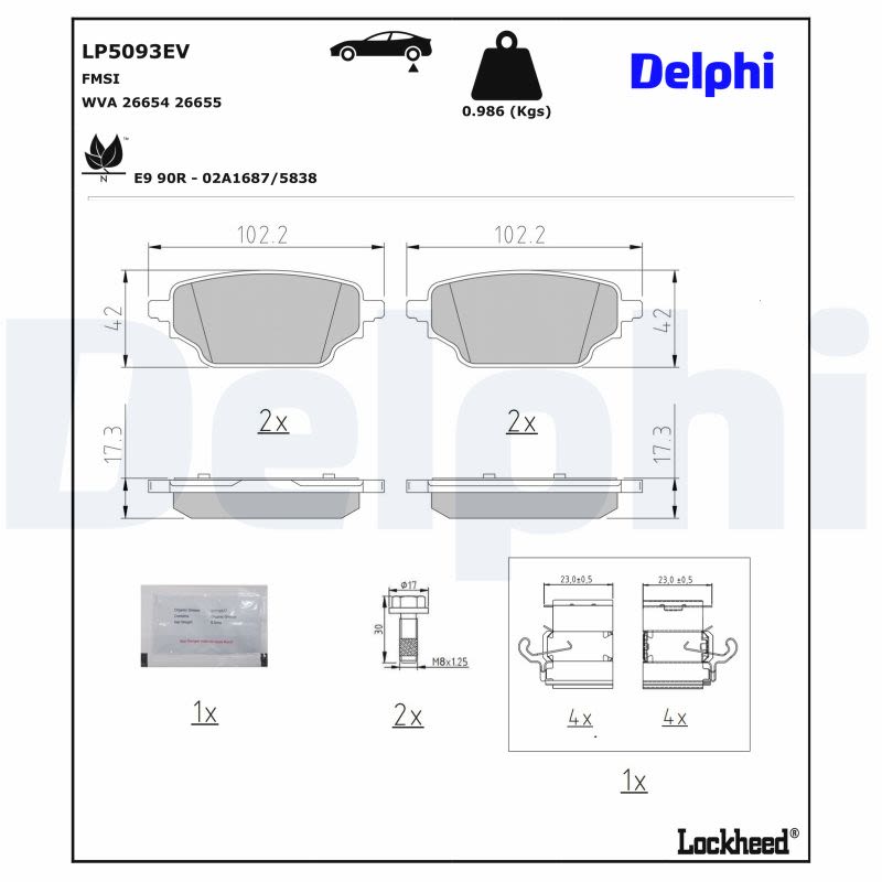 Pastillas de freno de disco DELPHI LP5093EV para Nissan Townst