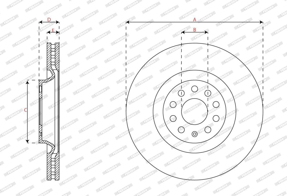 Disco de freno FERODO DDF3062C-1 para Volkswagen Golf VII