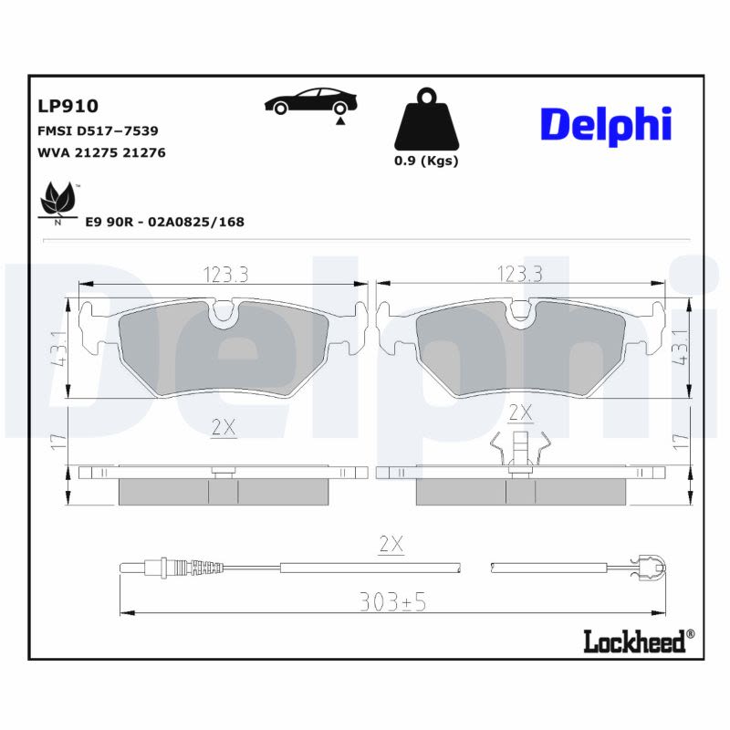 Pastillas de freno de disco DELPHI LP910 para Peugeot 806