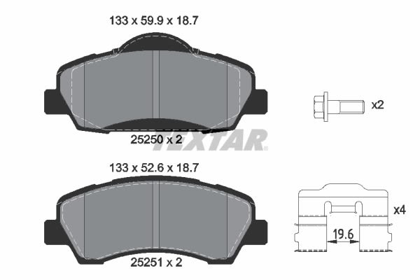 Pastillas de freno de disco TEXTAR 2525001 para Citroen C4 Cactus