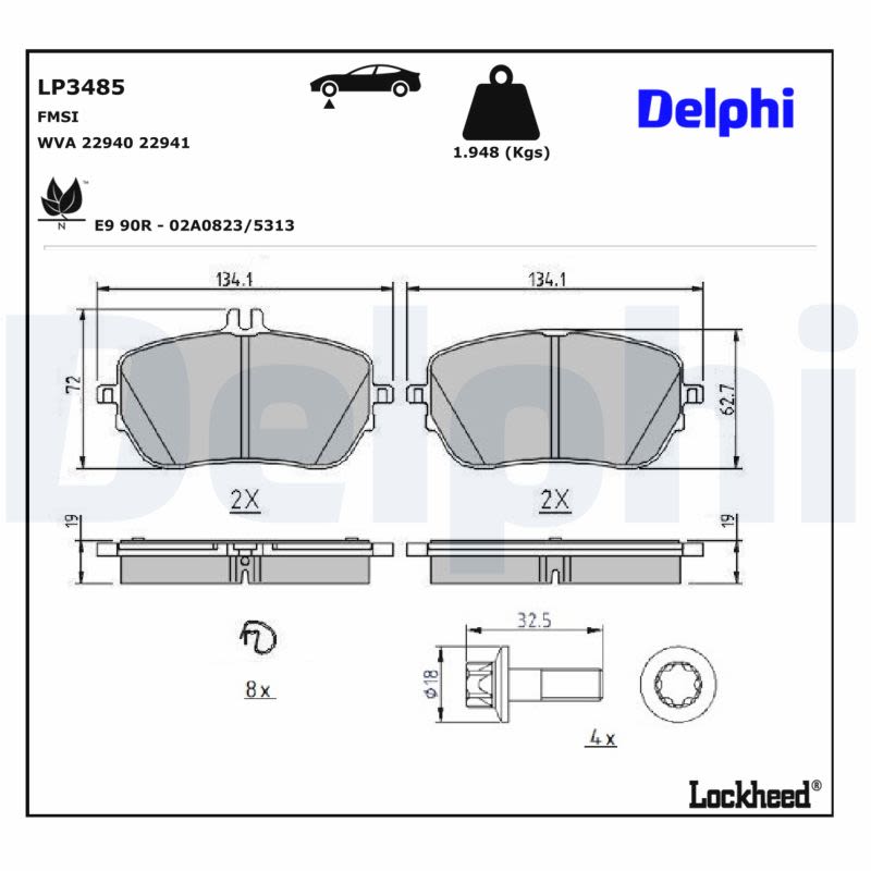 Pastillas de freno de disco DELPHI LP3485