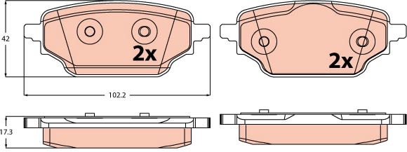 Pastillas de freno de disco TRW GDB2561 para Renault Express