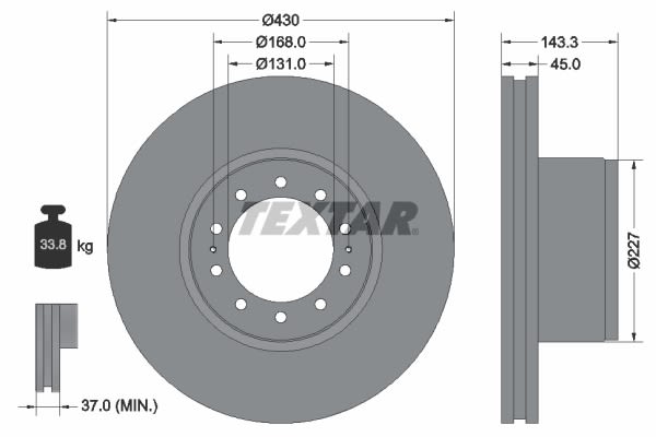 Disco de freno TEXTAR 93186700 para Mercedes-Benz Atego