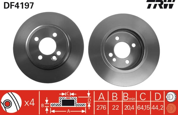 Disco de freno TRW DF4197 para Mini (R56) 1.4/1.4D/1.6