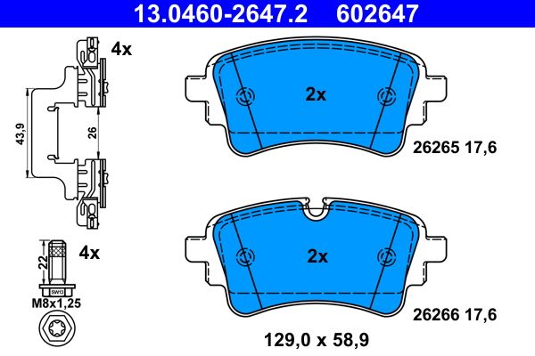 Pastillas de freno de disco ATE 13.0460-2647.2 para Audi A4 B9