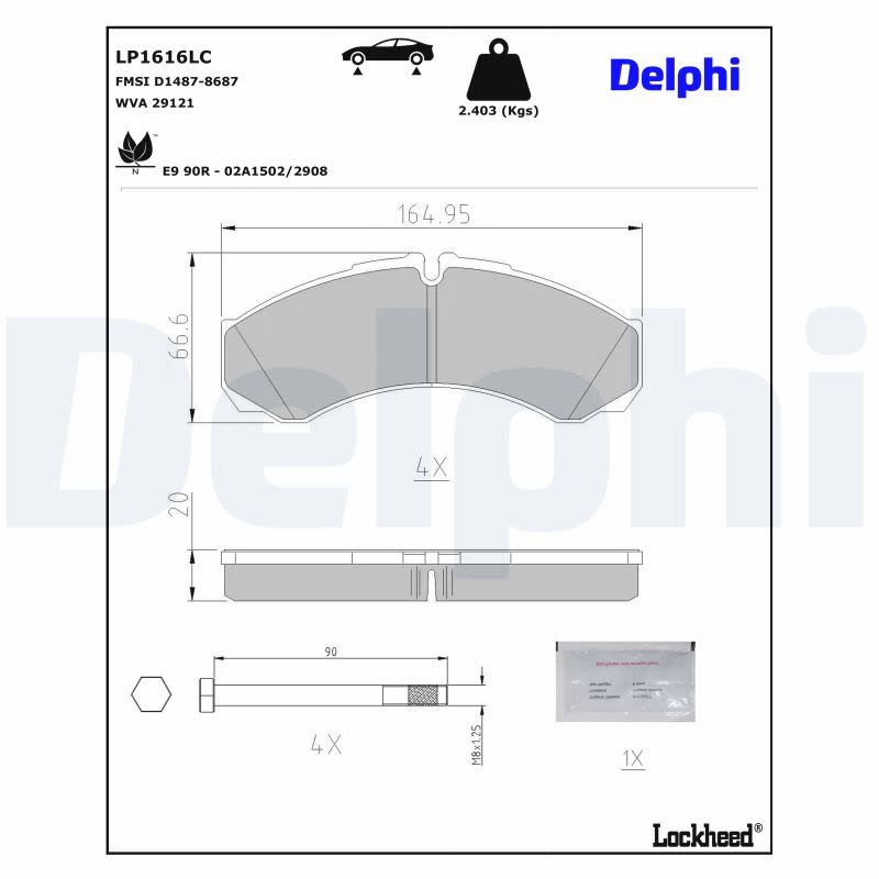 Pastillas de freno de disco DELPHI LP1616LC para Iveco Daily I