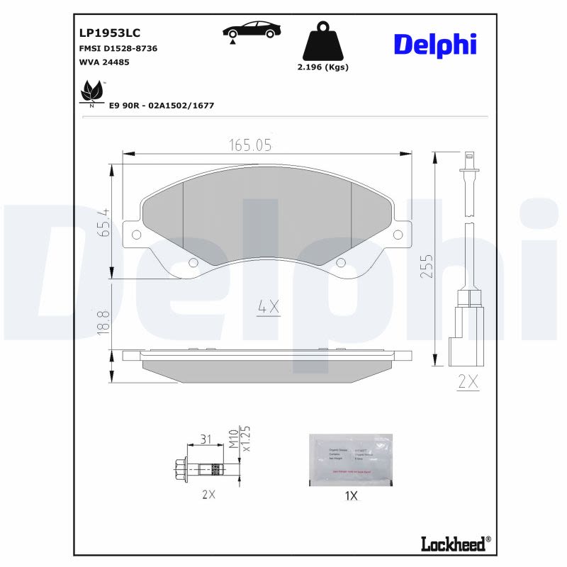 Pastillas de freno de disco DELPHI LP1953LC para Ford Transit