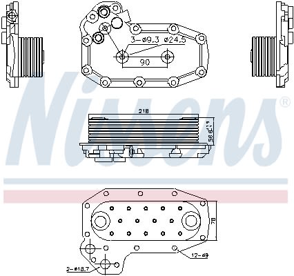 Enfriador de aceite, aceite de motor NISSENS 91141 para Mercedes-Benz Atego