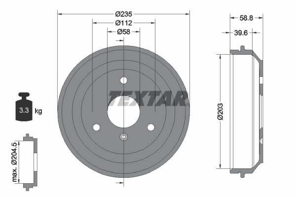 Tambor de freno TEXTAR 94035600 para Smart Fortwo