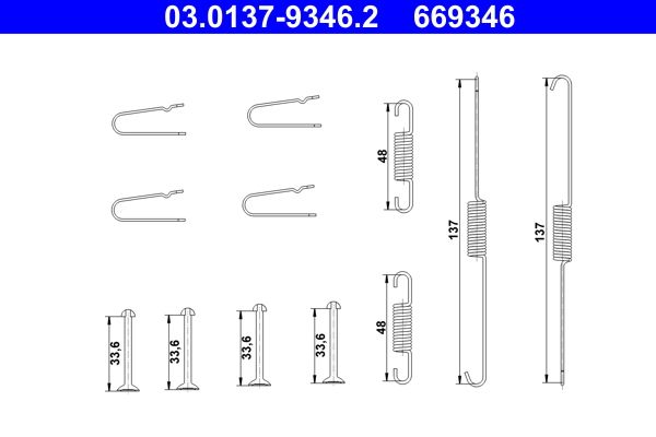 Kit de accesorios de balatas de freno ATE 03.0137-9346.2 para Mitsubishi L200