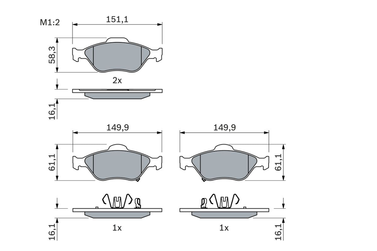 Pastillas de freno de disco BOSCH 0 986 494 101 para Toyota Yaris