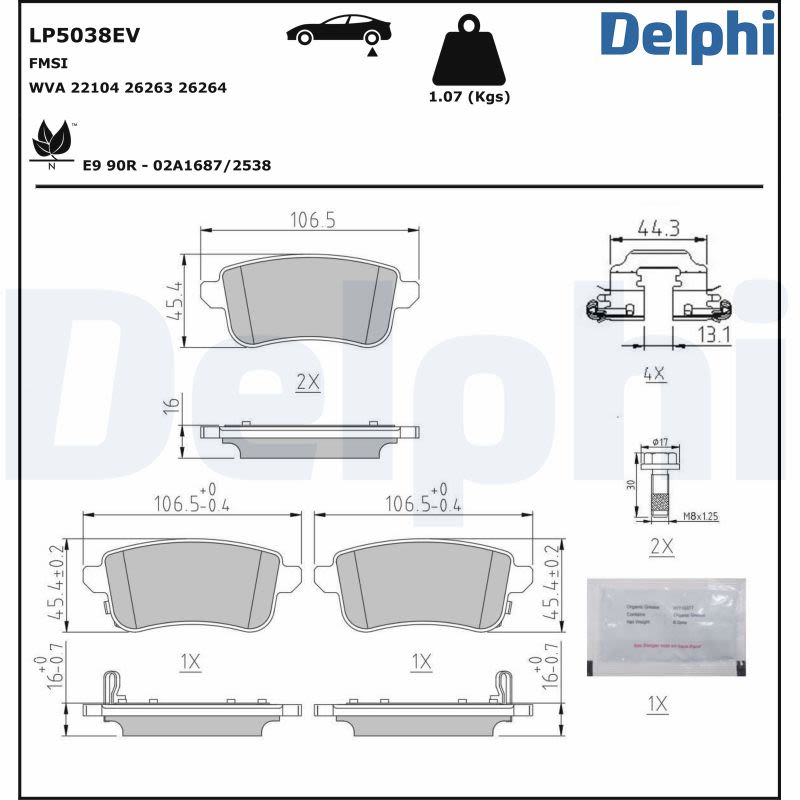 Pastillas de freno de disco DELPHI LP5038EV para Renault Captur II