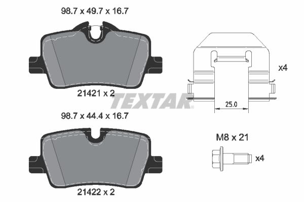 Pastillas de freno de disco TEXTAR 2142101 para BMW Serie 3 (G20, G80, G28) 2018-