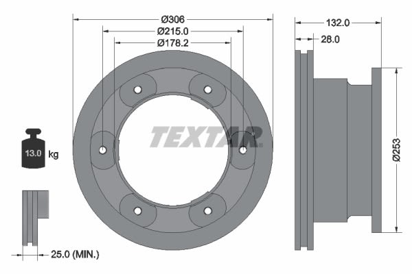 Disco de freno TEXTAR 93177703 para Iveco Daily V