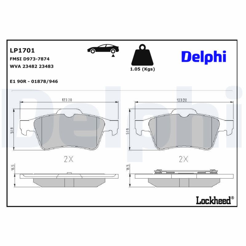 Pastillas de freno de disco DELPHI LP1701 para Ford Transit Connect
