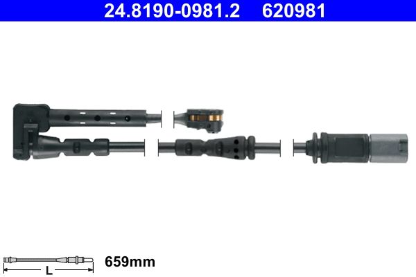 Sensor de desgaste para pastillas de freno ATE 24.8190-0981.2 para Mini Countryman (F60) 1.2-Eléctrico