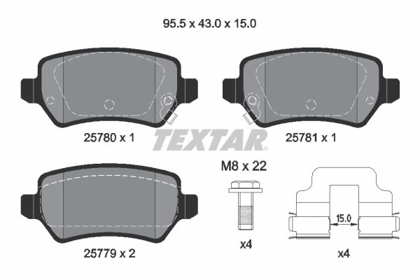 Pastillas de freno de disco TEXTAR 2578001 para KIA Cee'D
