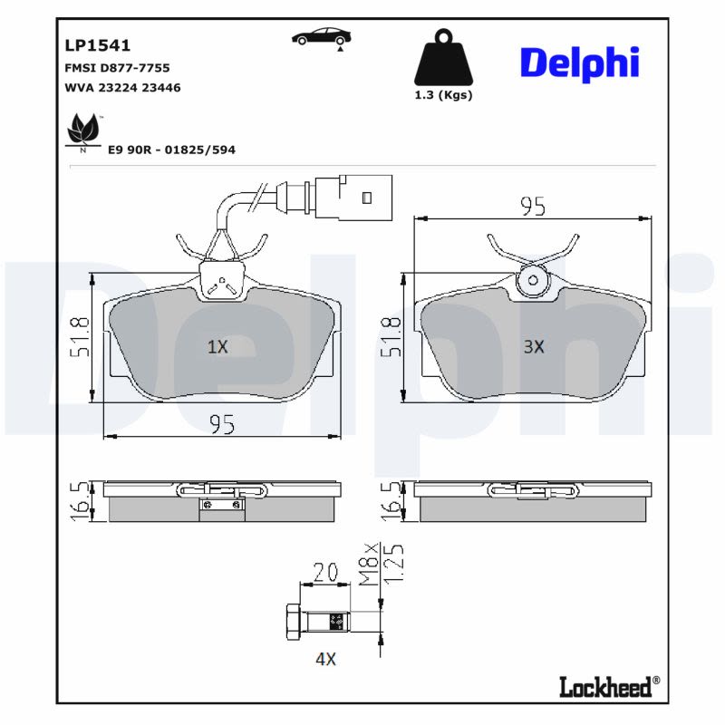 Pastillas de freno de disco DELPHI LP1541 para Volkswagen Transporter T4