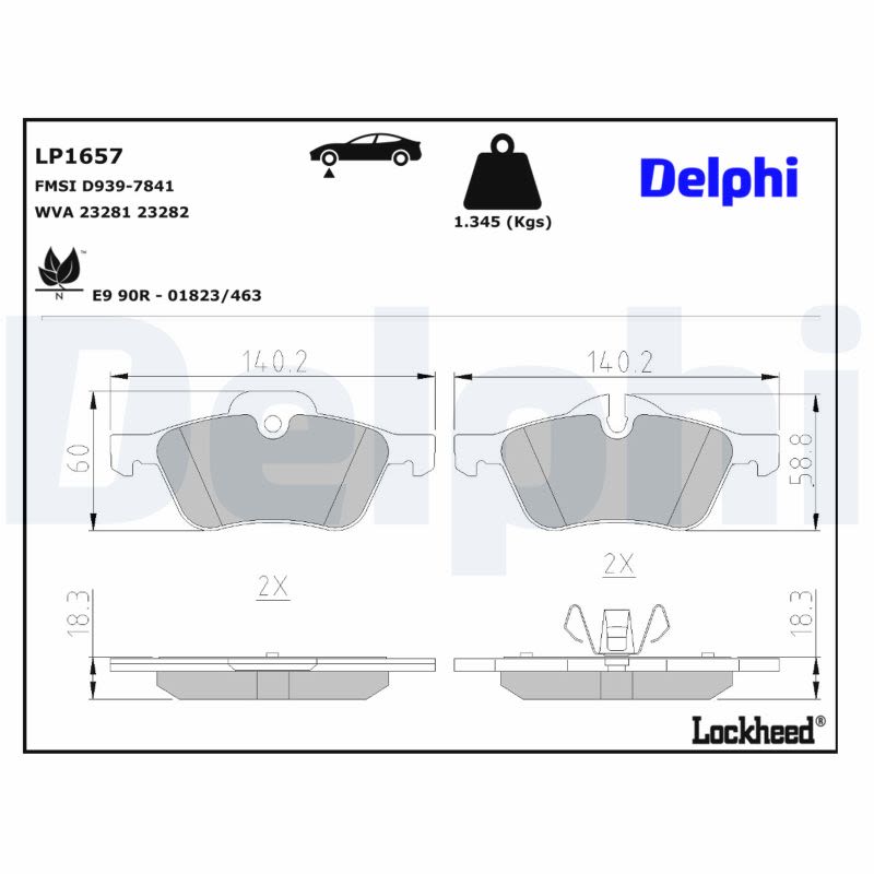 Pastillas de freno de disco DELPHI LP1657 para Mini (R52) 1.4/1.4D/1.6