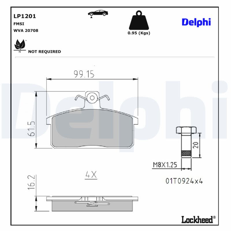 Pastillas de freno de disco DELPHI LP1201 para Suzuki Grand Vitara I